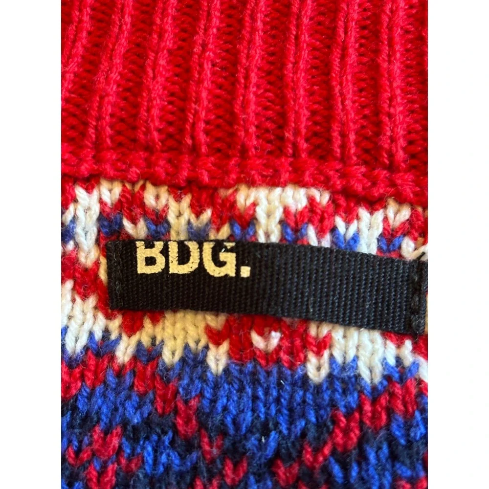 BDG Urban Outfitters Red Fair Isle Cropped Sweater Bells Holiday Small